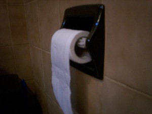 Toilet paper in the over-the-roll configuration